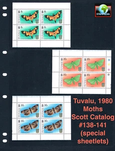 est. $15.00 Scott Value - 1981 TUVALU Moths scarcer sheetlets of 4 MNH NH UMM - Picture 1 of 11