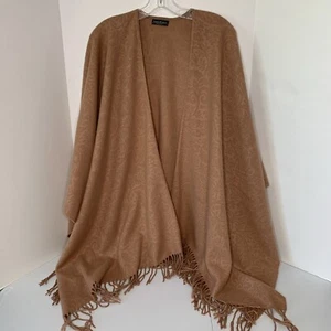 Terra Di Siena ITALY Poncho Wickel Fransen rot braun rost Blumenmuster One Size - Bild 1 von 15