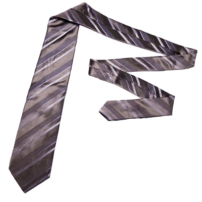 Gravata Giorgio Armani masculina listrada prata 100% seda feita à mão na Itália - Imagem 1 de 4