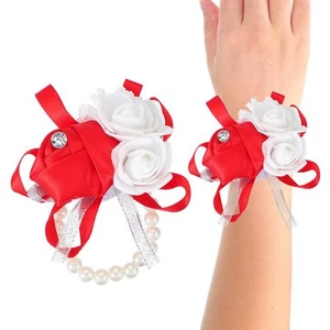Wrist Corsage 2 Pcs Wedding Bridal Bridesmaid Mother of Bride and Groom Silk ... - Picture 1 of 5