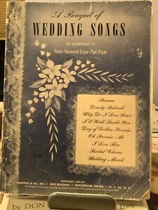 A Bouquet Of Wedding Songs Songbook Piano Hammond Organ Pipe Organ 1950 Vtg