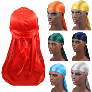 Weiche Seide/seide Kappe 2024 heiß Männer Damen Turban Hut Pirat Doo Durag Kopfbedeckung USA - Bild 1 von 34