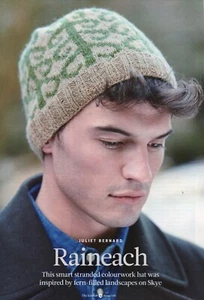 ~ Patrón de tejido extraíble para sombrero de color con motivo de helecho estilizado para hombre ~ - Imagen 1 de 2
