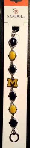 Michigan Wolverines Bracelet Block M Toggle Clasp 7" HARBAUGH BRADY MAZIE BLUE Cover