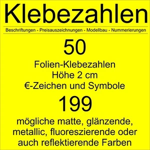 Klebezahlen 2 cm Zahlen Ziffern Nummern Aufkleber selbstklebend Folie Sticker - Bild 1 von 1