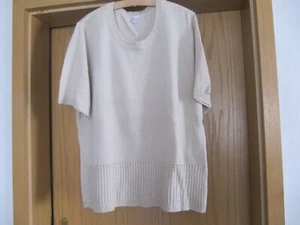 neuer Damen Kurzarmpullover Gr. 50 beige mit Lochmuster - Bild 1 von 6