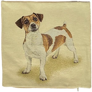 JACK RUSSEL DOG, HANDVEREDELT 17" 44CM GOBELIN KISSEN KISSENBEZUG MIT REISSVERSCHLUSS - Bild 1 von 5
