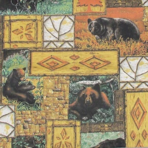 1.5 yd Black Bear Mountain Fabric Cotton Springs Creative Wildlife Woods 46x56 - Picture 1 of 3