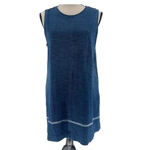 Pure Jill Indigo Dress Large Petite Resort Wear Casual Lagenlook Beach Cover-up - Picture 1 of 8
