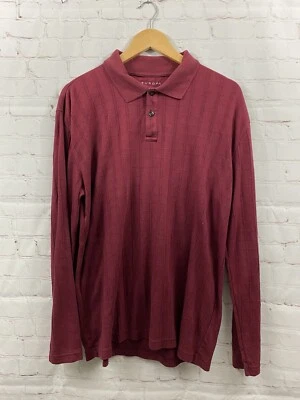 Via Europa Mens Size Large Burgundy Textured Cotton Blend Casual Polo Shirt*READ - Image 1 of 4