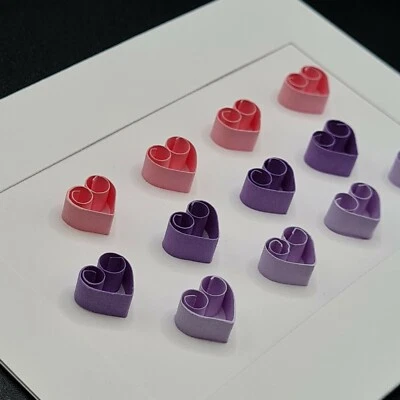Hand made pink and purple hearts quilling greeting card (8.5cm x 11cm)  - Image 1 of 4