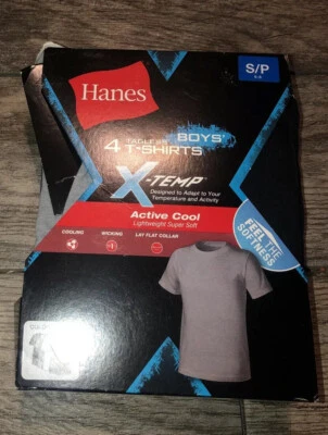 New Boys Youth Hanes X-Temp Tagless T Shirts 4 Pack Size Small 6-8 NEW Multi - Image 1 of 3