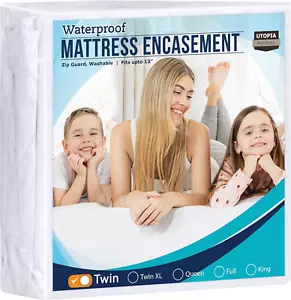Matratzenhülle mit Reißverschluss Twin, 100% wasserdicht, Schoner, saugfähig - Bild 1 von 13