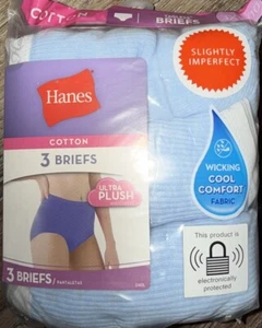 Hanes ~ Mutandine intime donna 3 paia misto cotone a costine blu ~ 10/3XL - Foto 1 di 3