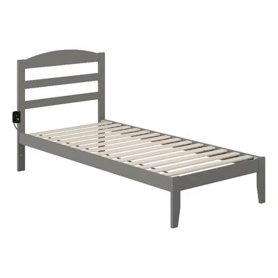 Cama doble plataforma extra larga de madera maciza AFI Warren en gris Foto 1 de 4