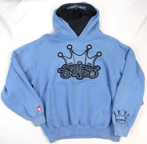 Vintage 90s Y2K JNCO Jeans Crown Logo Embroidered Hoodie Sweatshirt L Skate - Picture 1 of 15