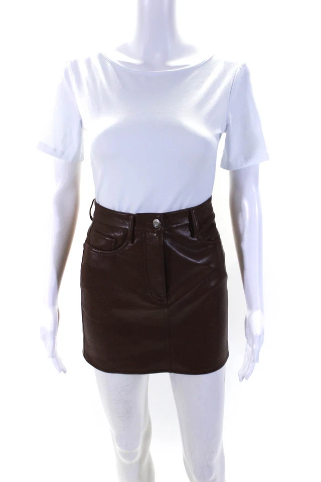 Wilfred Womens Faux Leather Mini Skirt Chocolate Brown Size 00 - Image 1 of 4