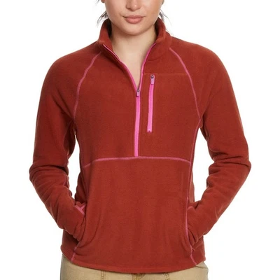 BASS Outdoor Women Half Zip Fleece Pullover Size US M Burnt Henna Red - Image 1 of 4