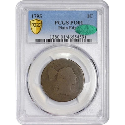 1795 1C PLAIN EDGE P01 PCGS CAC Lowball Flowing Hair Early Large Cent - Image 1 of 4