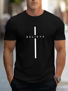 Men's Believe : Faith christianity XL black shortsleeve T-shirt - Picture 1 of 5