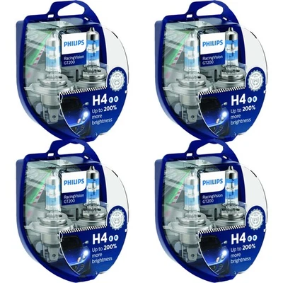 4x Philips RacingVision GT200 DuoPack H4 Halogen bis zu 200% mehr Licht 60/55W - Bild 1 von 4