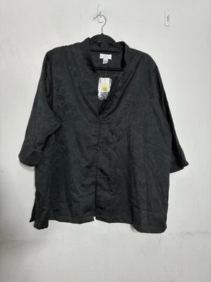 Pijama Cabernet Top Cuello Mandarín Mujer 1X Manga Corta Negro Dragones NUEVO Foto 1 de 4