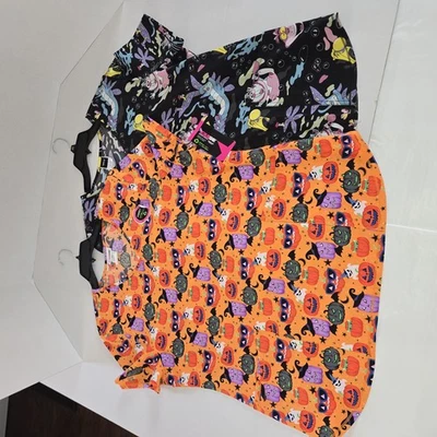 2 New women's Scrubstar & Disney Halloween Scary Sweets Scrub Top size XL - Image 1 of 4
