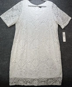 White Lace Dress Size 20W Lined Floral Design Tiana B Summer Wedding Beach - Picture 1 of 12