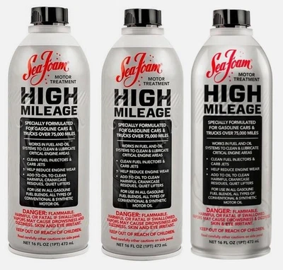 (3X) Sea Foam High Mileage Motor Fuel and Oil Treatment - 16 Oz HM16 - Free Ship - Image 1 of 3