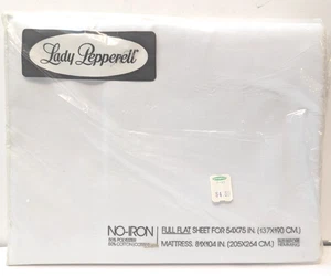 Vintage Lady Pepperell weiß bügelfrei flaches Blatt volle Größe neu - Bild 1 von 3
