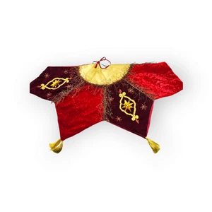 Beaded Sequin Christmas Tree Skirt 48 Inch Burgundy Gold Tassels Velvet - Picture 1 of 12