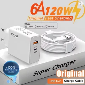 120 W USB-Schnellladegerät mit Typ-C-Kabel iPhone 16 Samsung Xiaomi Huawei PD - Bild 1 von 2