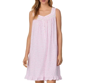Nwt $64 Eileen West Pink Blossoms 100% COTTON KNIT Sleeveless Short Nightgown S - Picture 1 of 4