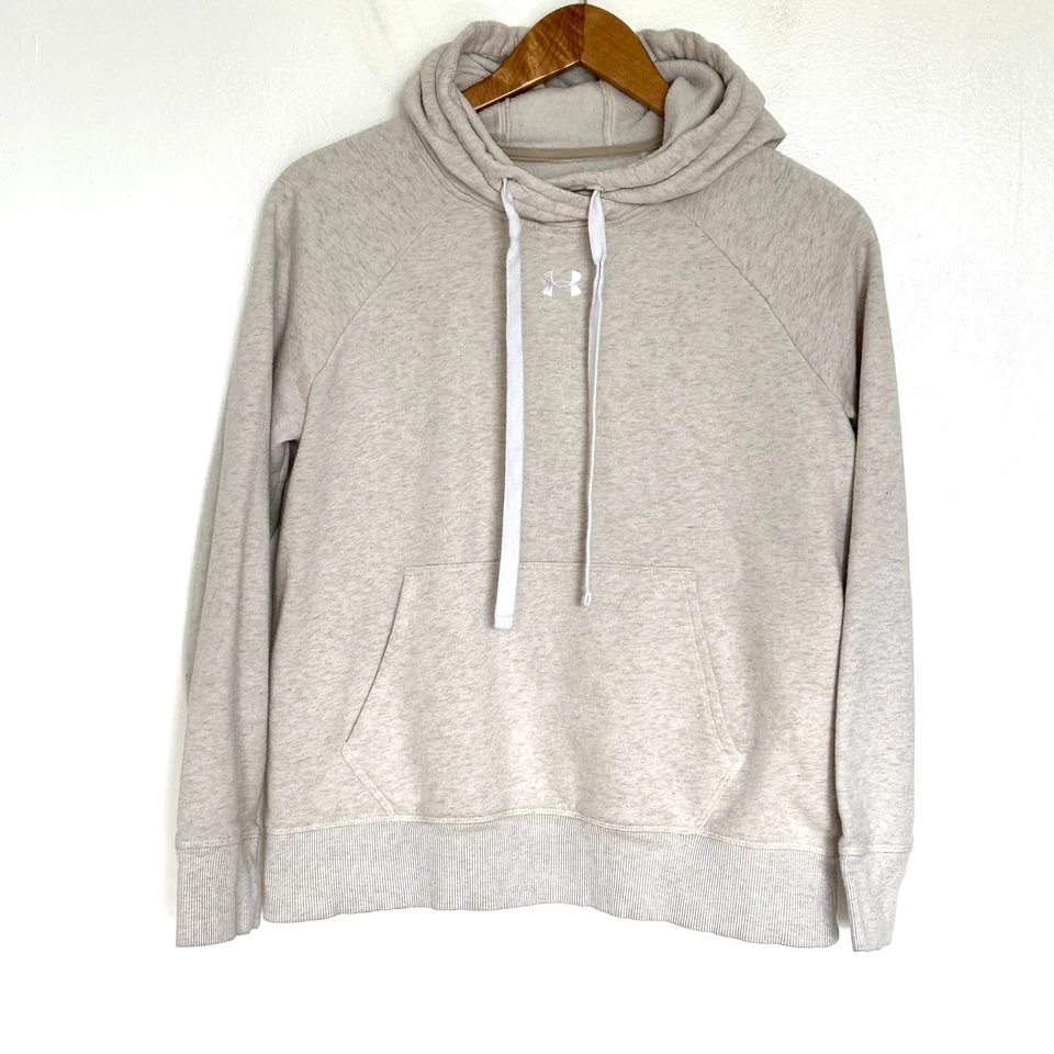 Sudadera Under Armour Para Mujer Pequeña Beige Jaspeado Manga Larga Sudadera con Capucha Foto 1 de 4