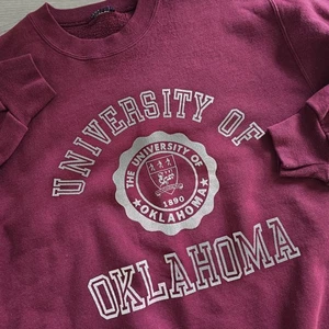 Sudadera De Colección OU Oklahoma Sooners Cuello Redondo Universidad Rojo Logo Mediana/Grande - Imagen 1 de 7
