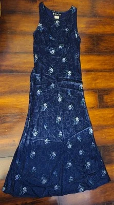 复古 90 年代长宽松花卉无袖长裙 Y2K 连衣裙女式美国 S 码 — 第 1/4 张图片