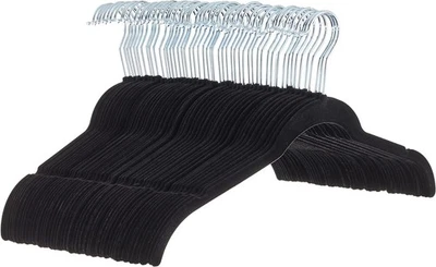 Amazon Basics Non-Slip Shirt Clothes Hangers Velvet, Pack of 50, Black  - Image 1 of 4