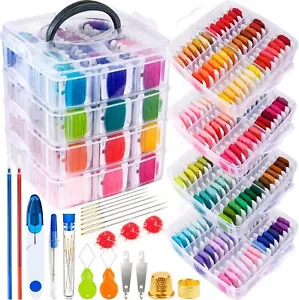 262 Pack Embroidery Thread Floss Kit Including 200 Colors 8 M/Pcs - Picture 1 of 6