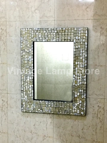 Mother of Pearl Inlay Frame Mirror Bedroom Decorative Home Wall Decor Cover