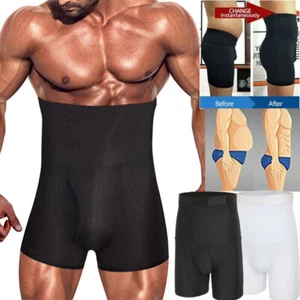 Men's Compression High Waist Boxer Shorts Tummy Slim Body Shaper Girdle Pants II - Picture 1 of 22