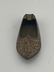 Vintage Brass Hand Etched Genie Aladdin Shoe Ornate India Ashtray Incense - Picture 1 of 5