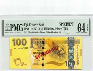 Fiji  $100  ND.  2013  P 119s  Specimen  Series  FFA Uncirculated Banknote - Picture 1 of 2