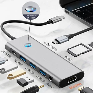 9 in 1 TYPE-C+USB3.0 USB2.0 HDMI SD/TF PD100W Audio Data Interface for MacBook S - Photo 1/16