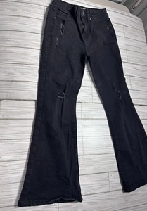 Pre-Owned YMI Girls Black Ripped Bell Bottom Jeans – Size 8 - Picture 1 of 4