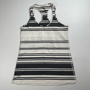 Lululemon Singlet Adult CA 10 / AU 14 White Grey Yoga Pilates Activewear Womens - Picture 1 of 3