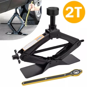 2T Large Base Scissor Jack Lift Wind Up for Car Van Garage w/ Crank Speed Handle - Picture 1 of 13