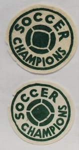 Set of 2 Vintage 1960's Soccer Champions ⚽️ Fútbol Sports Felt Jacket Patch 3¾" - Picture 1 of 7