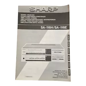 Manual de usuario Sharp SA-116H / SA-116E - Guía de receptor estéreo original en muy buena condición - Imagen 1 de 3