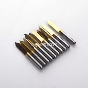 10 pezzi metallo duro rivestito in titanio PCB incisione CNC bit router strumento 90 gradi 0,1 mm - Foto 1 di 12