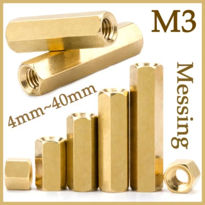 M3 Messing Verbindungsmutter Abstandshalter Langmutter Innengewinde Hülsenmutter - Bild 1 von 4